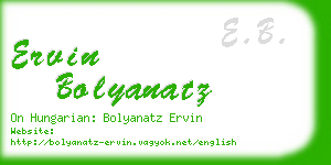 ervin bolyanatz business card